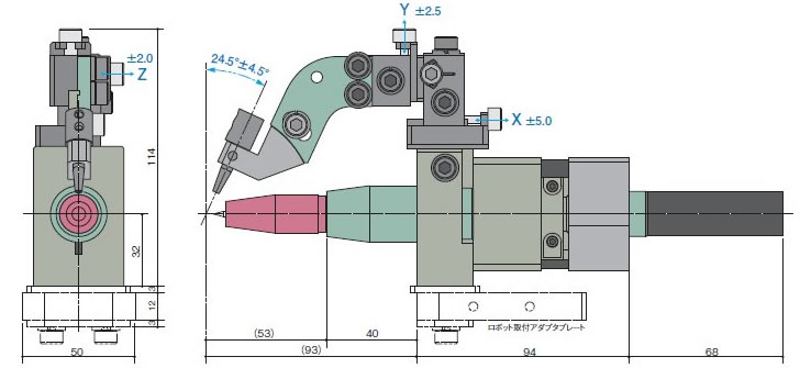 製品写真:TIGトーチ＆フィラーワイヤ調整ユニット